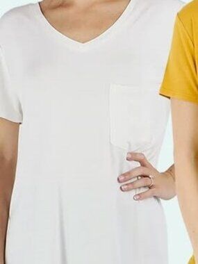 Grace & Lace Ivory Perfect Pocket Tee (M)